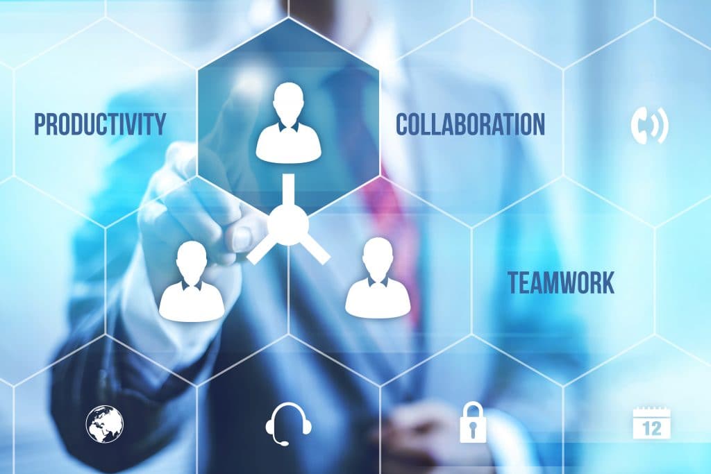 SharePoint 2016 Collaboration teamwork concept pointing finger
